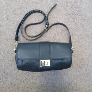 Steve Madden Black Barrel Style Black Vegan Crossbody Bag Adjustable Strap